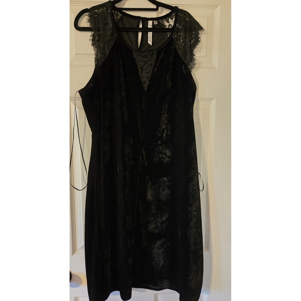 NY Collection Lace And Velvet Black Dress Nwt